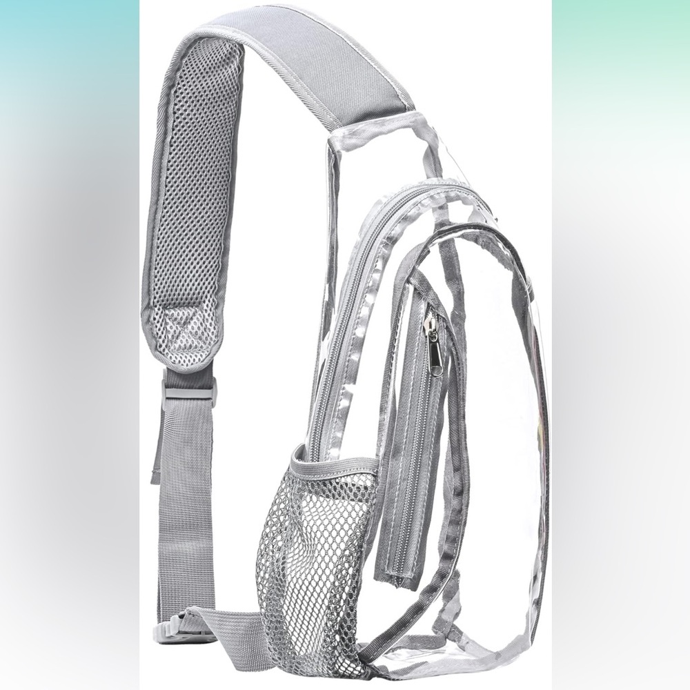 New Clear Sling Bag Stadium Approved PVC Crossbody BackpackChest Daypack Gray